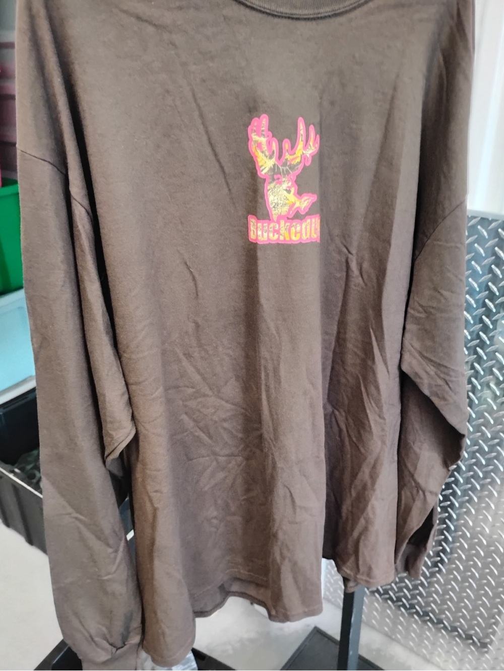 Men's Brown Long-Sleeve Graphic Tee with Antler Logo